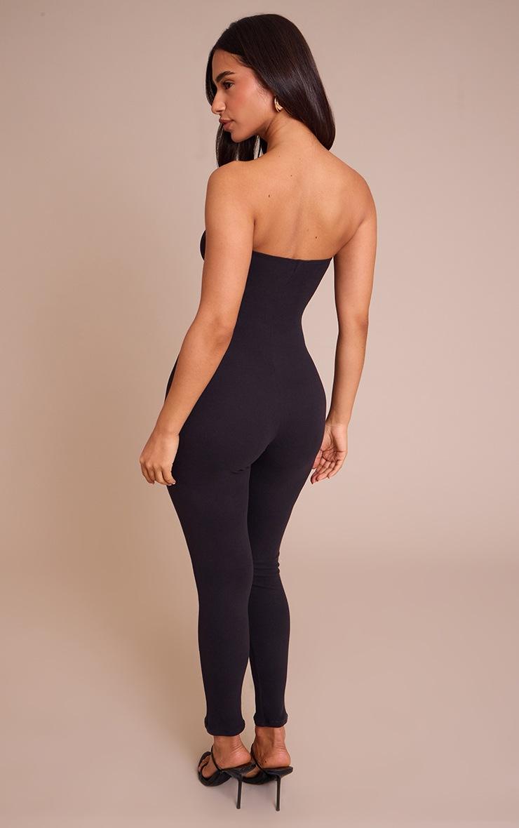 Pretty Little Thing Petite Black Contour Jersey Fitted Bandeau Jumpsuit