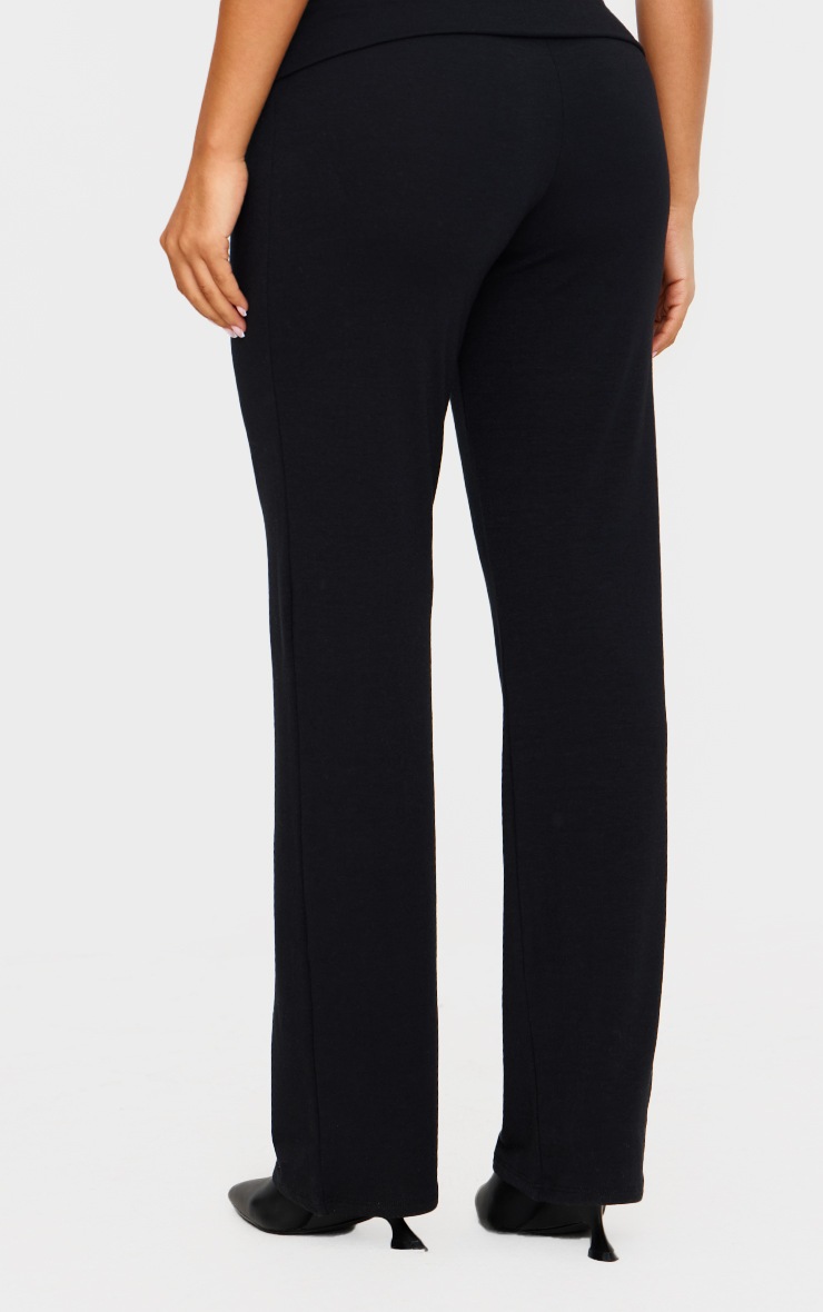 Pretty Little Thing Petite Black Contour Jersey Straight Leg Pants