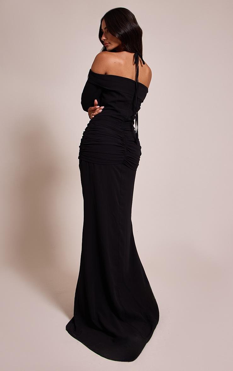 Pretty Little Thing Petite Black Cut Out Long Sleeve Maxi Dress