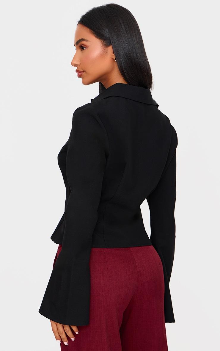 Pretty Little Thing Petite Black Fitted Button Up Shirt