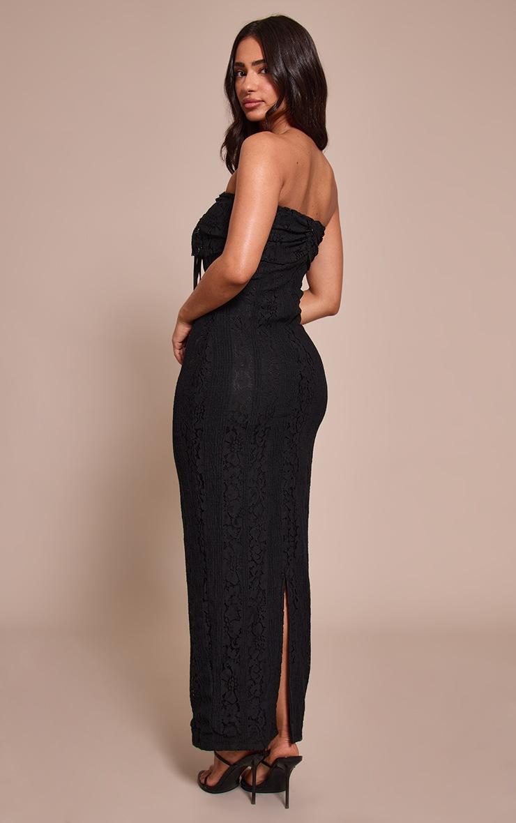 Pretty Little Thing Petite Black Fitted Lace Bandeau Maxi Dress