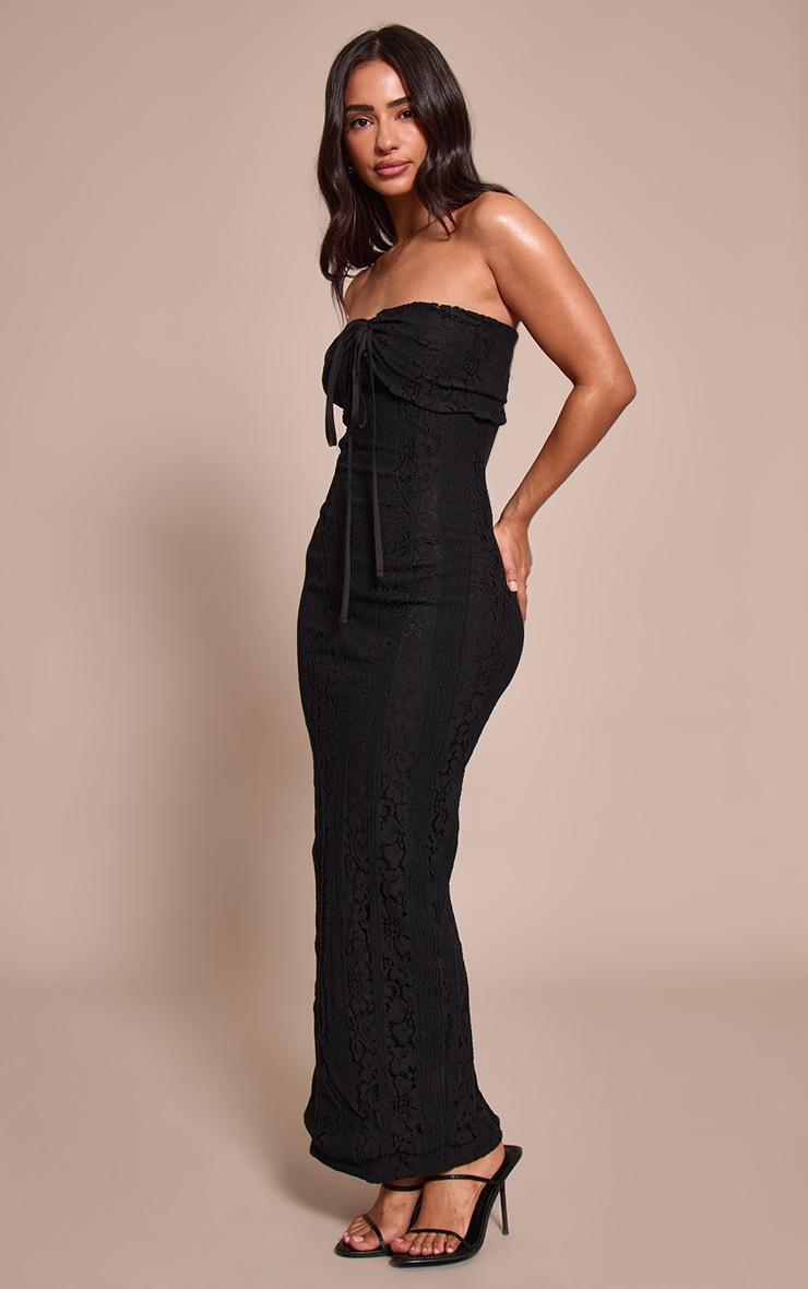 Pretty Little Thing Petite Black Fitted Lace Bandeau Maxi Dress