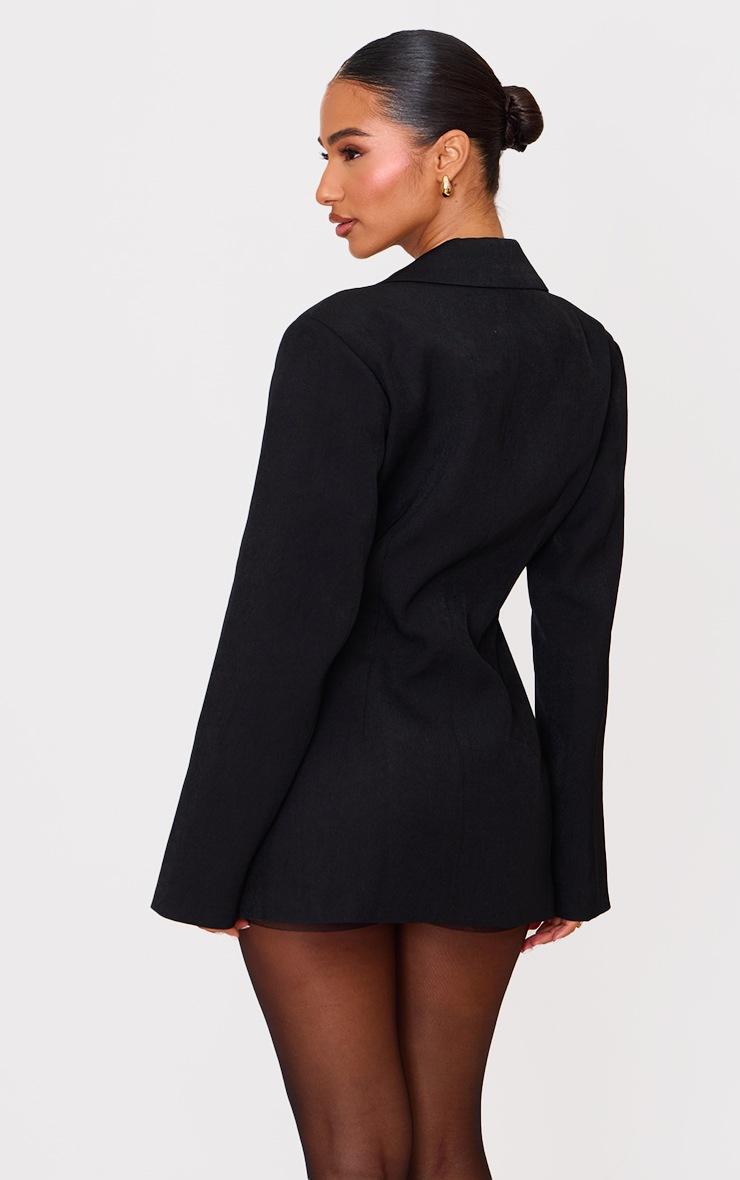 Pretty Little Thing Petite Black Hook And Eye Fitted Blazer Dress