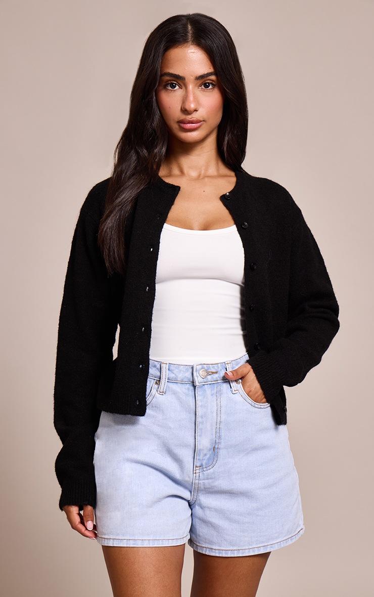 Pretty Little Thing Petite Black Knit Button Through Cardigan