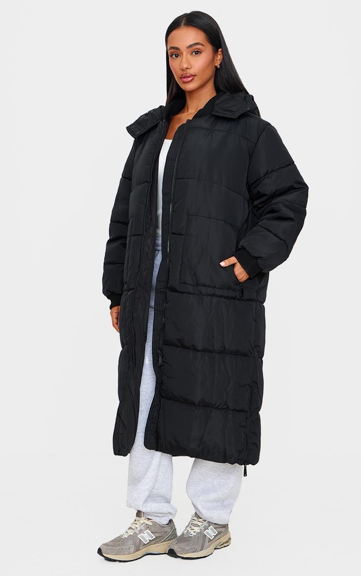 Pretty Little Thing Petite Black Longline Puffer Coat