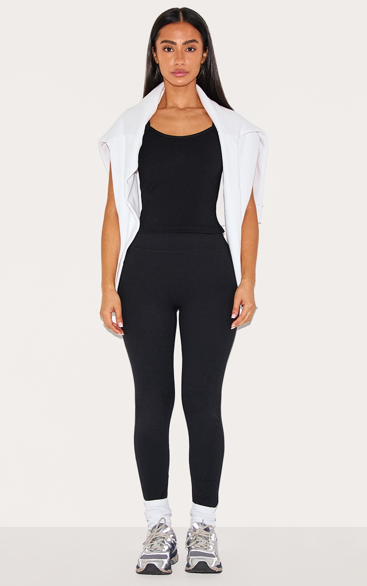 Pretty Little Thing Petite Black Snatched Sculpt Cami Strap Crop Top