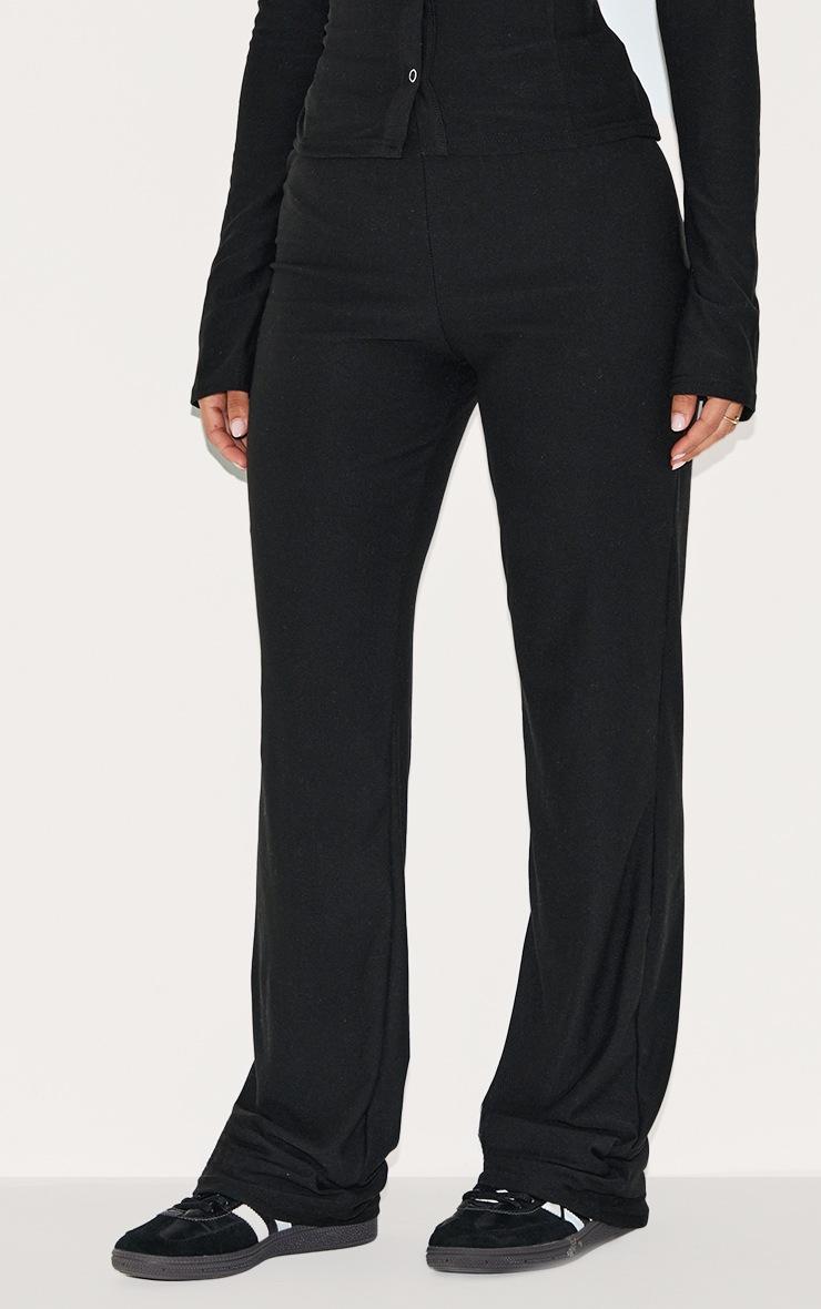 Pretty Little Thing Petite Black Soft Touch Straight Leg Pants