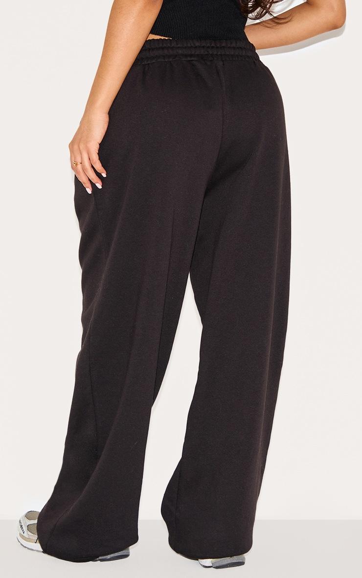 Pretty Little Thing Petite Black Wide Leg Elasticated Drawstring Sweatpants