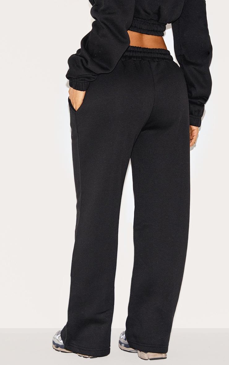 Pretty Little Thing Petite Black Wide Leg Seam Detailed Sweatpants
