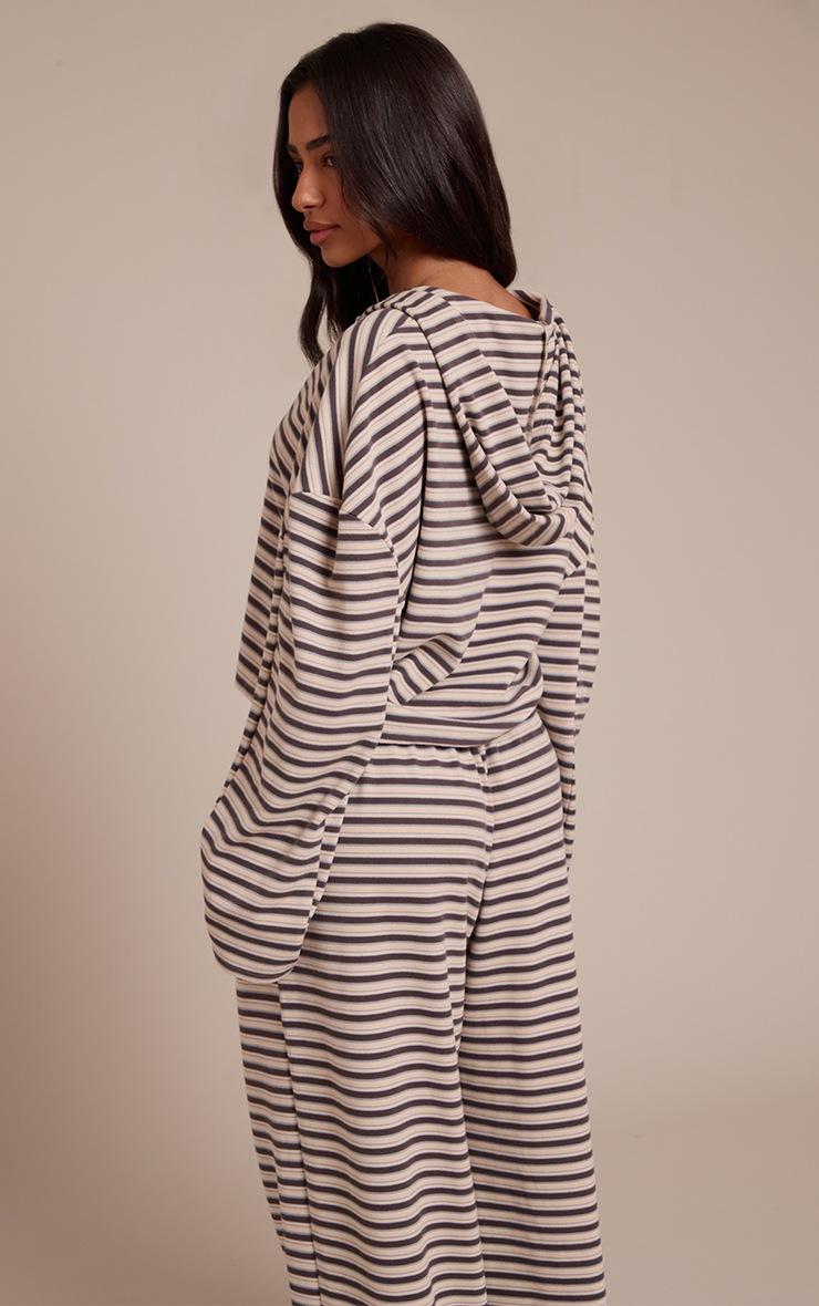 Pretty Little Thing Petite Brown Striped Soft Fleece Zip Up Jacket