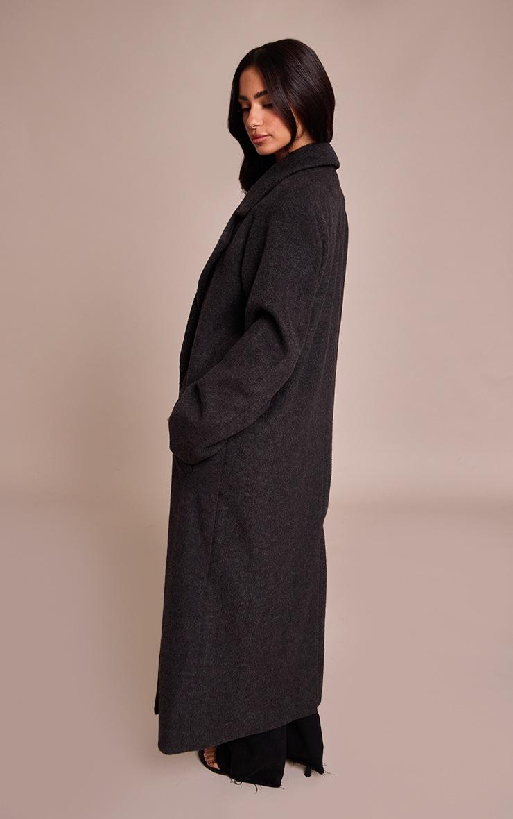 Pretty Little Thing Petite Charcoal Brushed Wool Maxi Coat