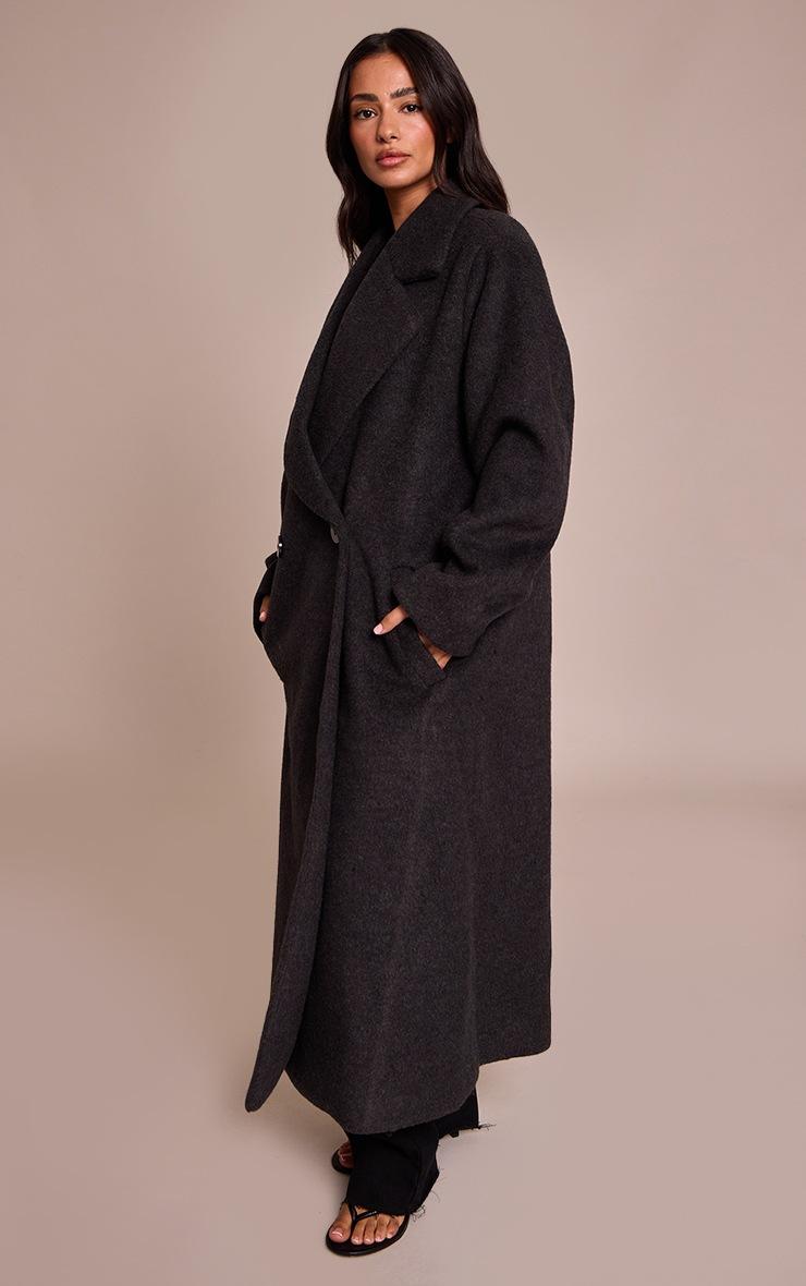 Pretty Little Thing Petite Charcoal Brushed Wool Maxi Coat