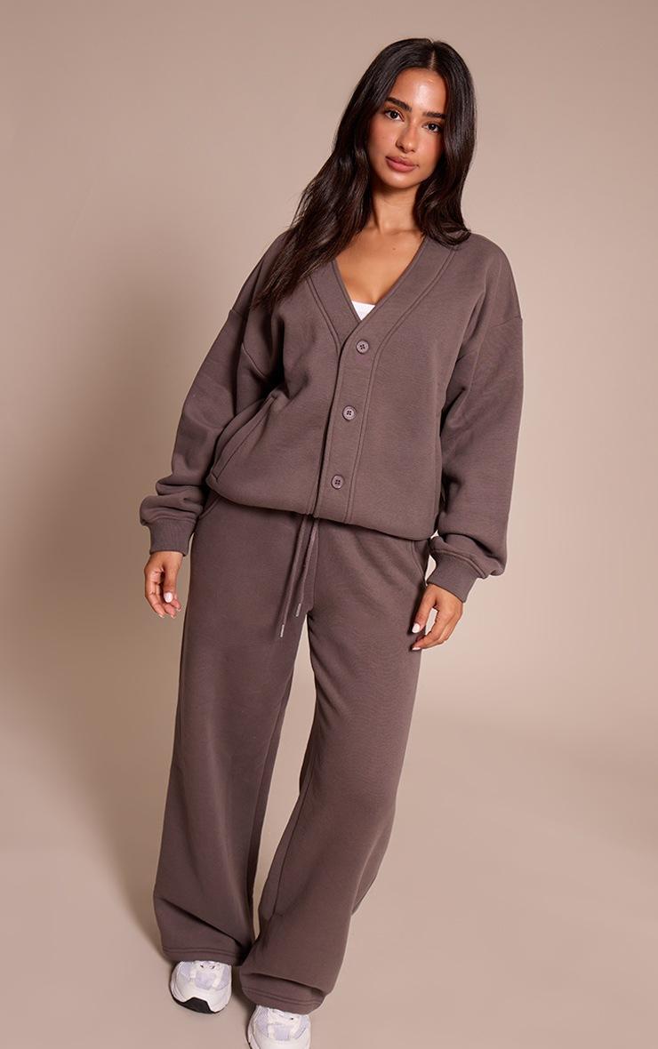 Pretty Little Thing Petite Charcoal Button Up Side Pocket Sweatshirt