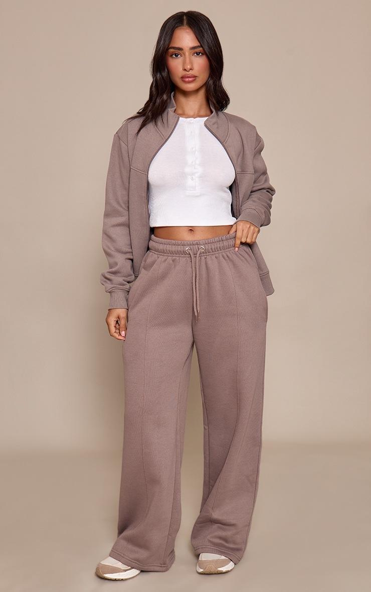 Pretty Little Thing Petite Charcoal Grey Seam Detail Zip Up Track Top