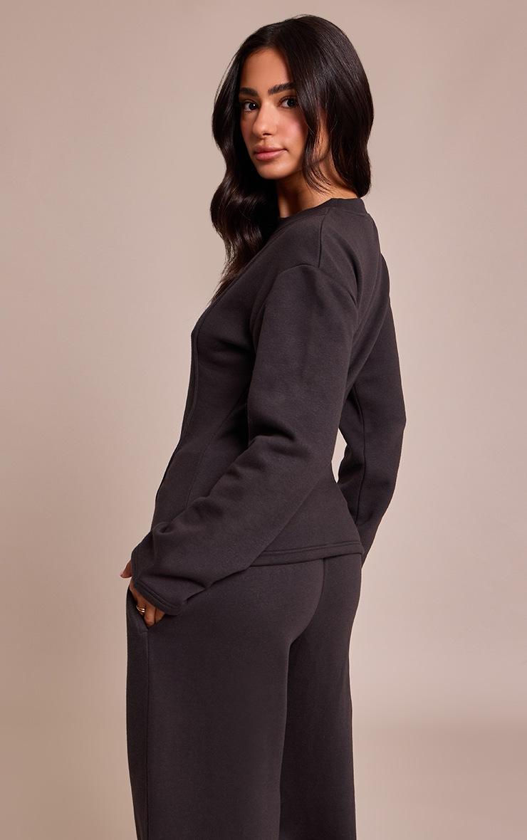 Pretty Little Thing Petite Charcoal Long Sleeve Waist Cinched Sweatshirt