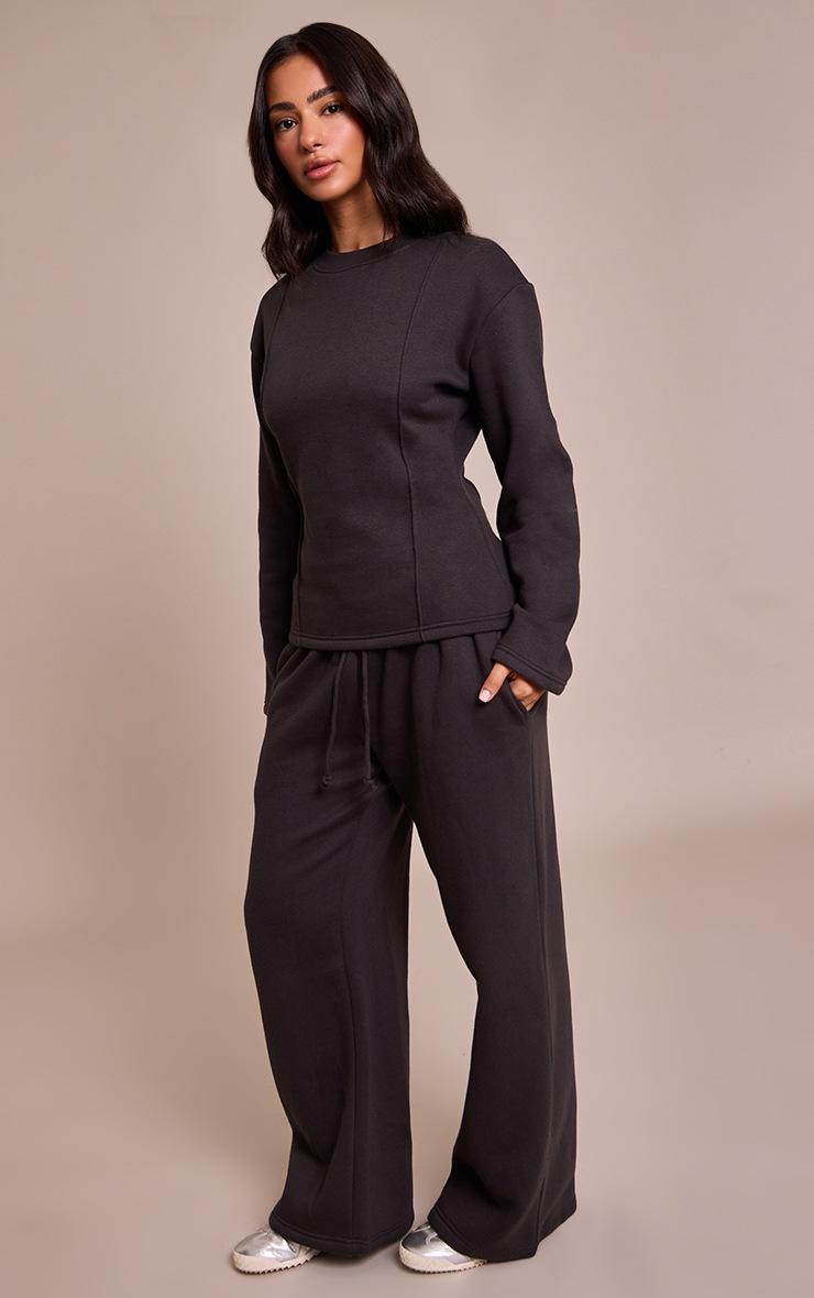 Pretty Little Thing Petite Charcoal Long Sleeve Waist Cinched Sweatshirt