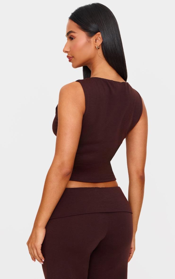 Pretty Little Thing Petite Chocolate Contour Jersey Sleeveless Longline Top