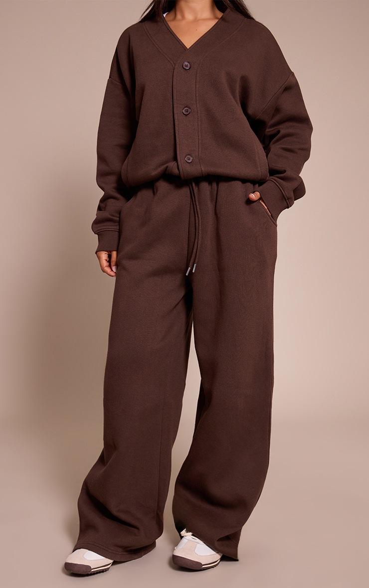 Pretty Little Thing Petite Chocolate Wide Leg Elasticated Drawstring Sweatpants
