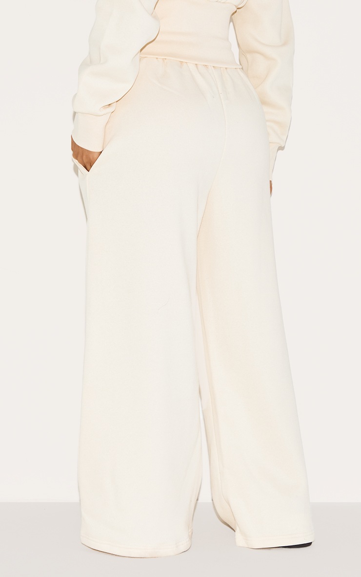 Pretty Little Thing Petite Cream Drawstring Wide Leg Sweatpants