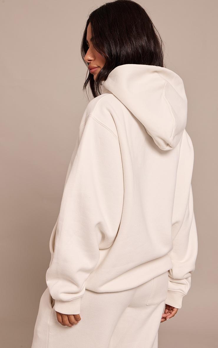 Pretty Little Thing Petite Cream Oversized Pull Over Hoodie