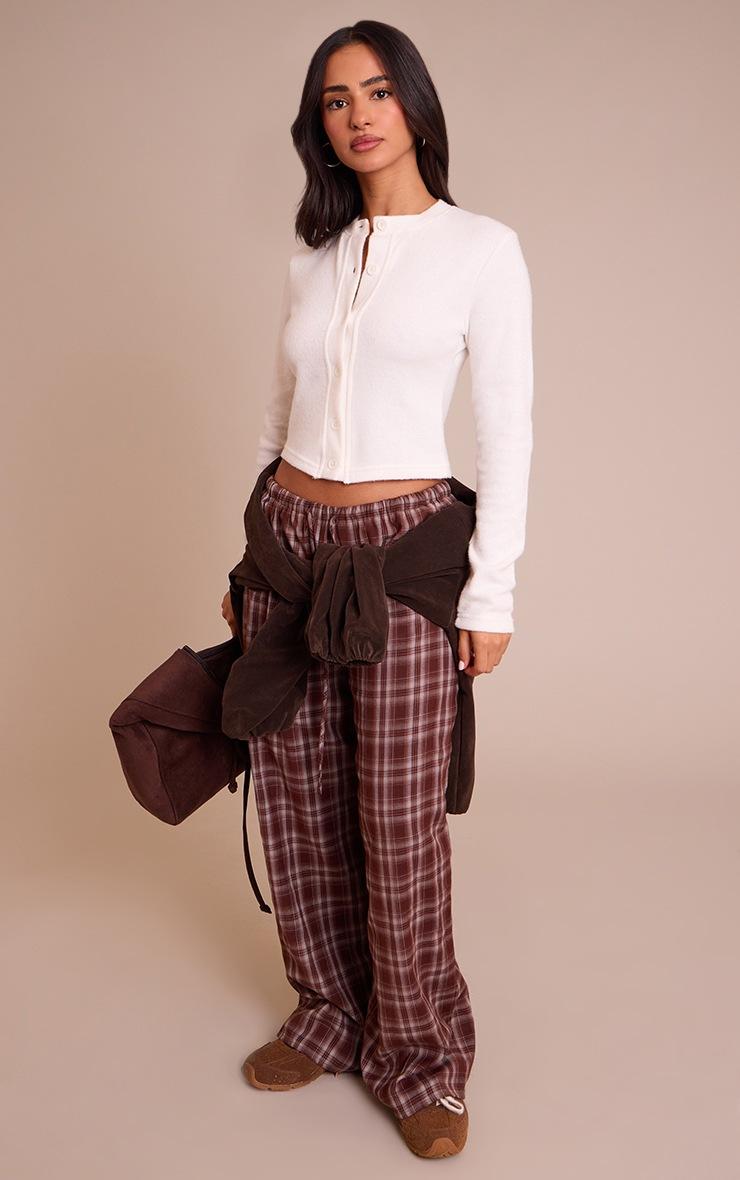 Pretty Little Thing Petite Cream Super Soft Button Down Long Sleeve Top