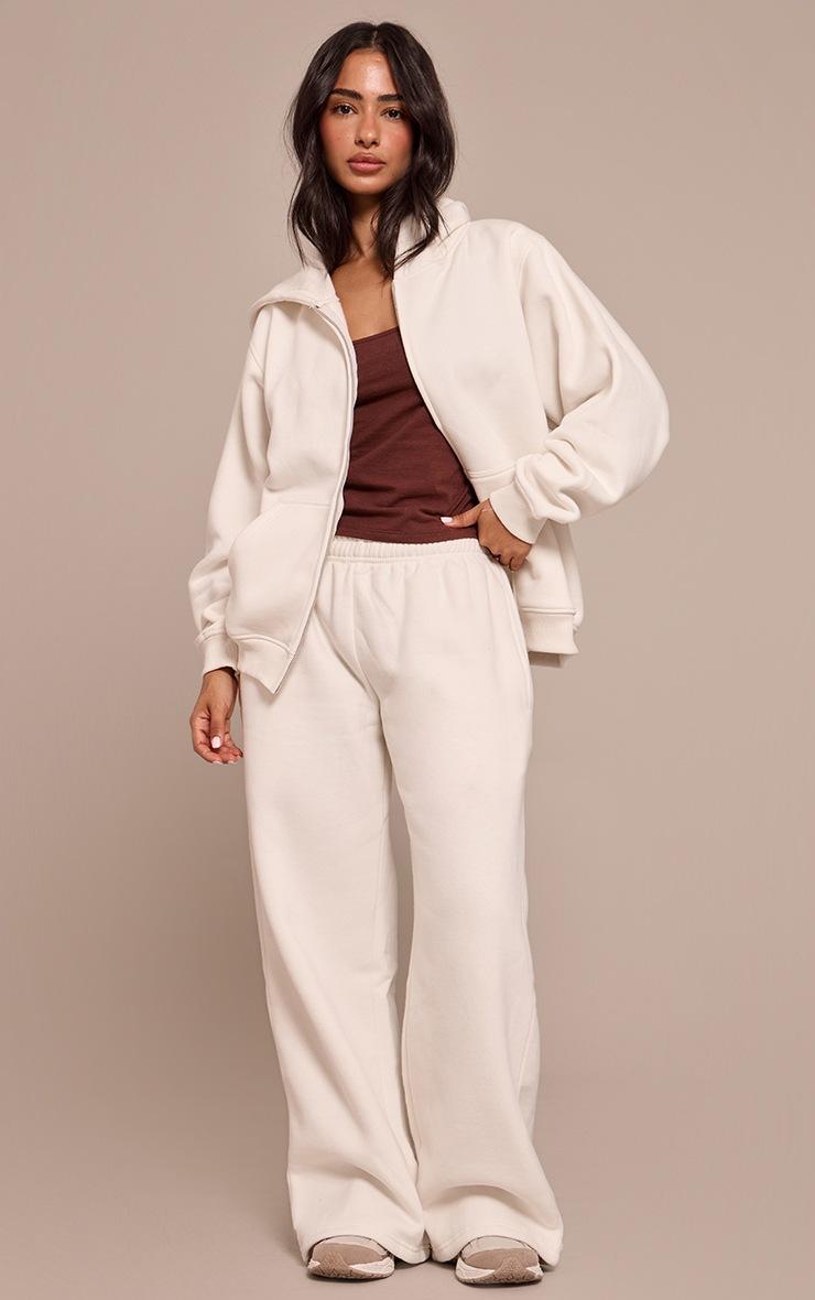 Pretty Little Thing Petite Cream Zip Through Hoodie