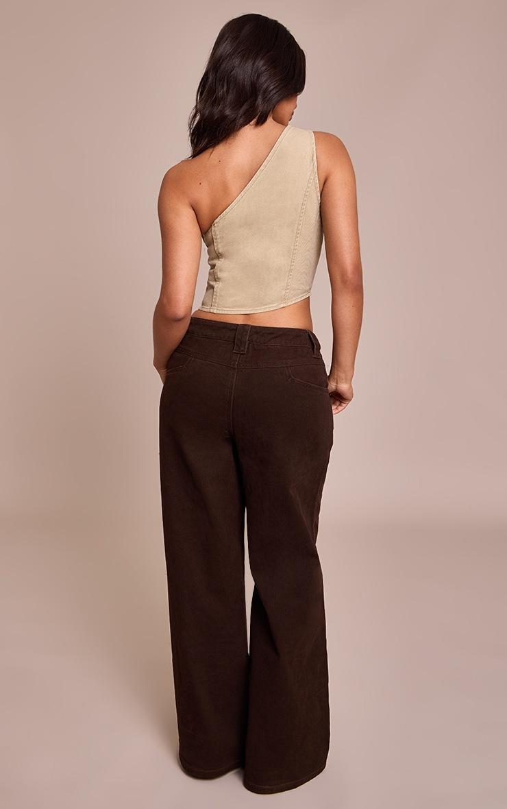 Pretty Little Thing Petite Dark Chocolate Tinted Wide Leg Jean