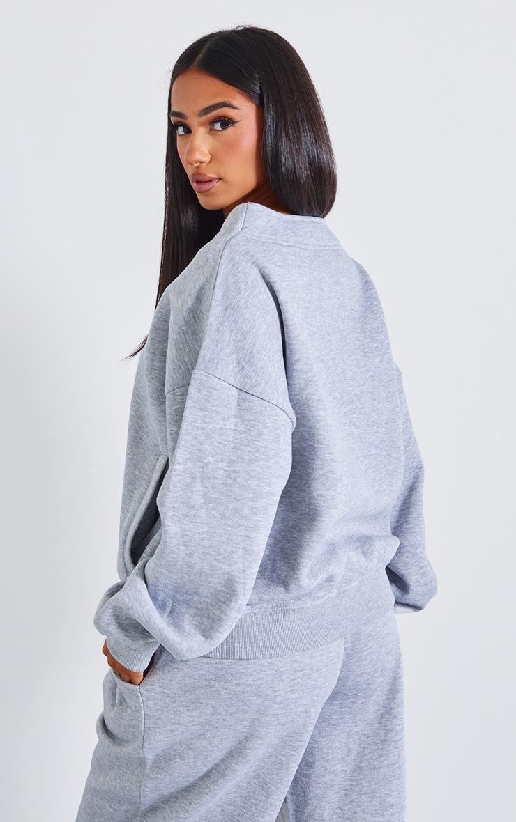 Pretty Little Thing Petite Grey Marl Button Up Side Pocket Sweatshirt