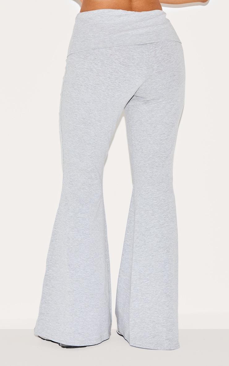 Pretty Little Thing Petite Grey Marl Cotton Fold Detail Flared Pants