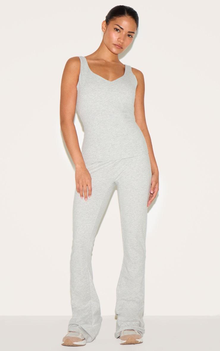 Pretty Little Thing Petite Grey Marl Sculpt High Waist Flared Yoga Pants