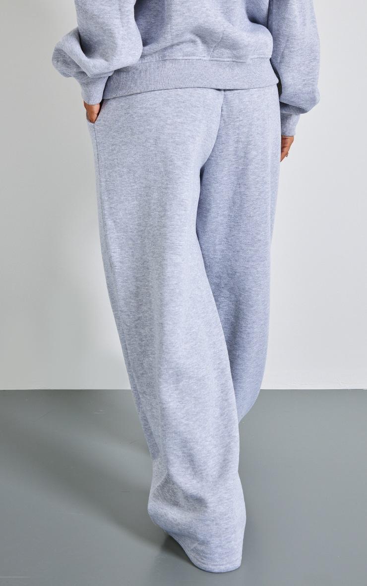 Pretty Little Thing Petite Grey Marl Wide Leg Elasticated Drawstring Sweatpants