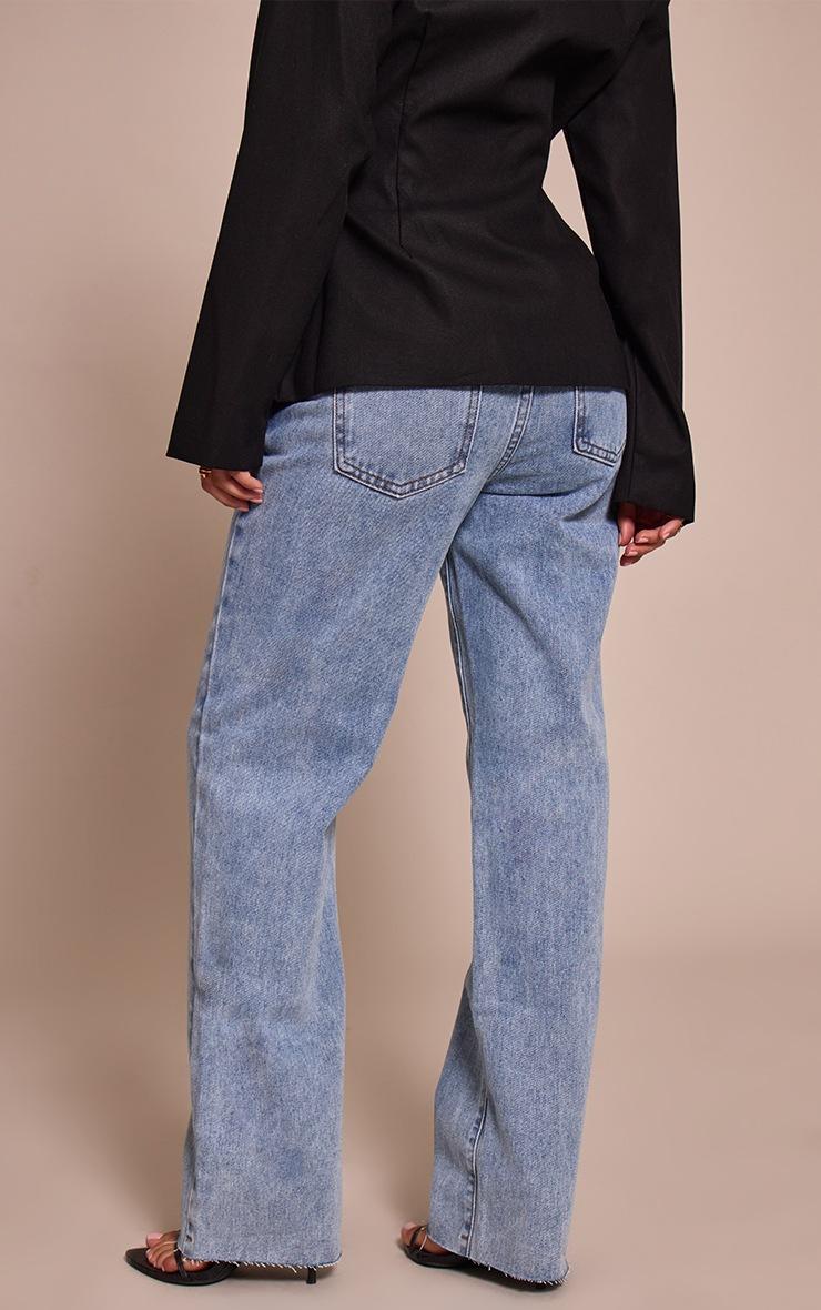Pretty Little Thing Petite Light Blue Long Leg Straight Jeans