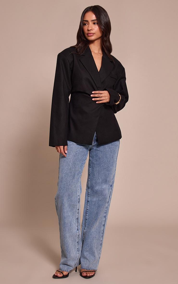 Pretty Little Thing Petite Light Blue Long Leg Straight Jeans