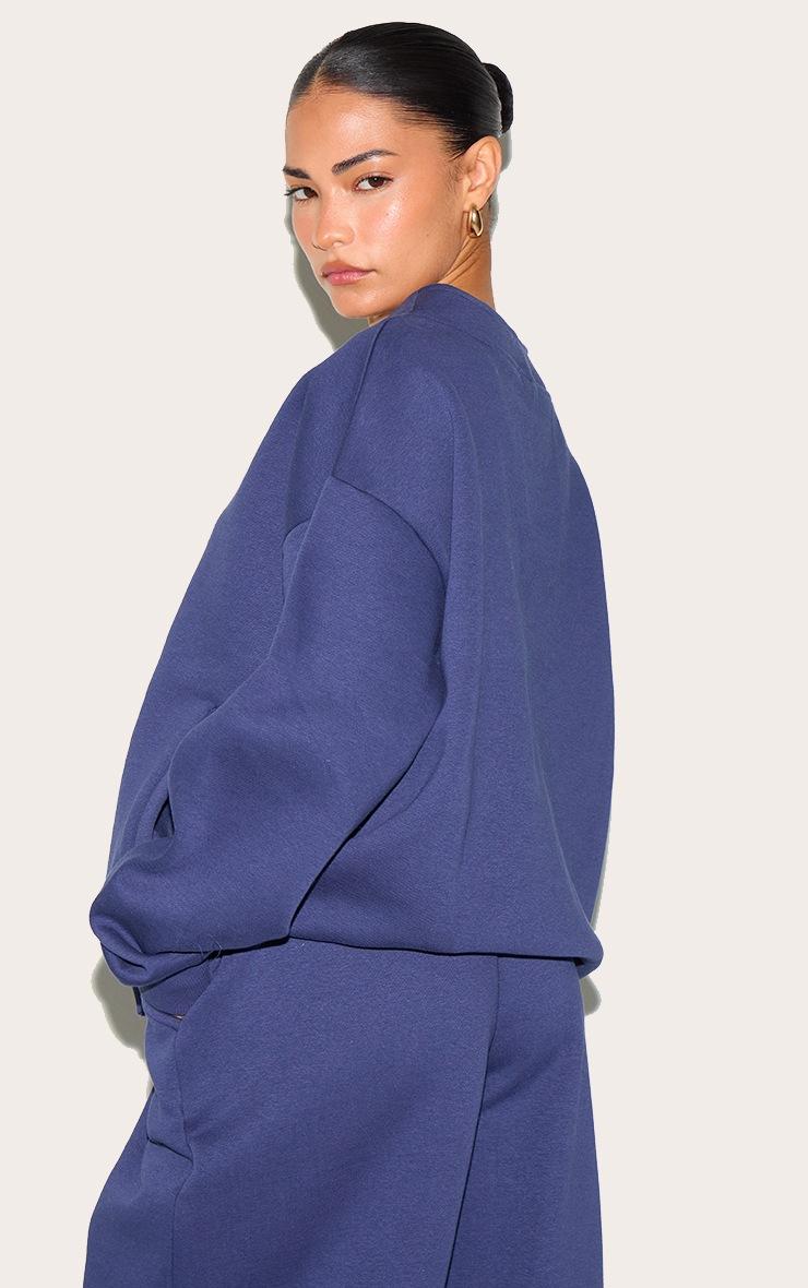 Pretty Little Thing Petite Navy Button Up Side Pocket Sweatshirt