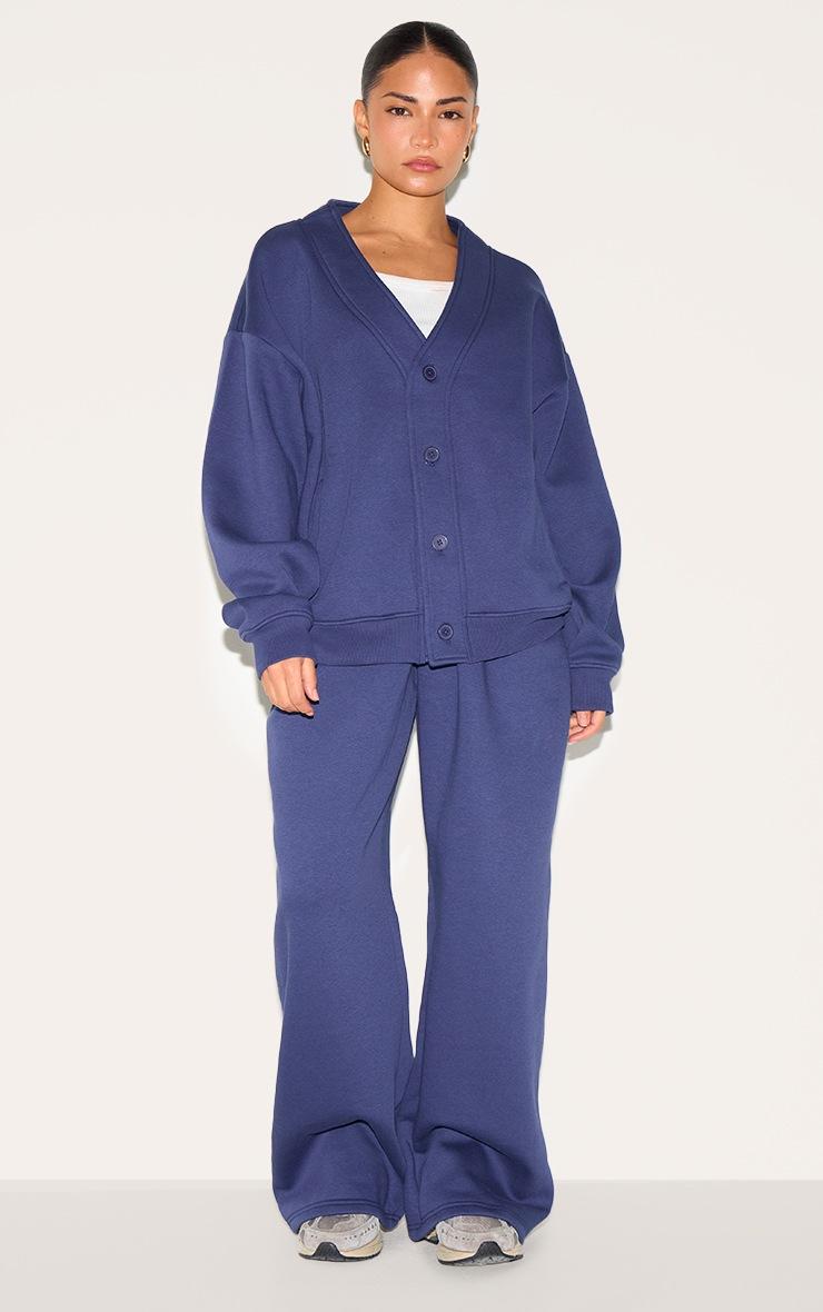 Pretty Little Thing Petite Navy Wide Leg Elasticated Drawstring Sweatpants