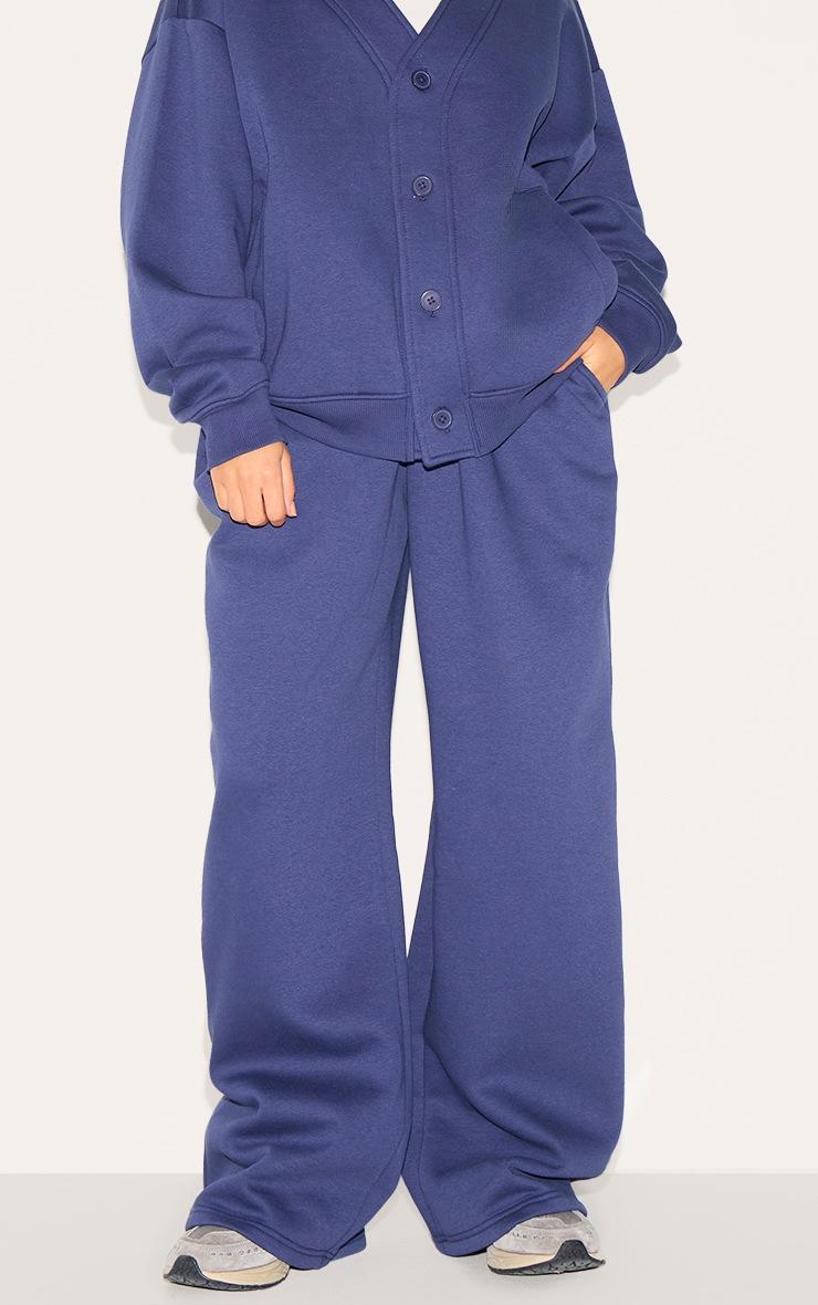 Pretty Little Thing Petite Navy Wide Leg Elasticated Drawstring Sweatpants