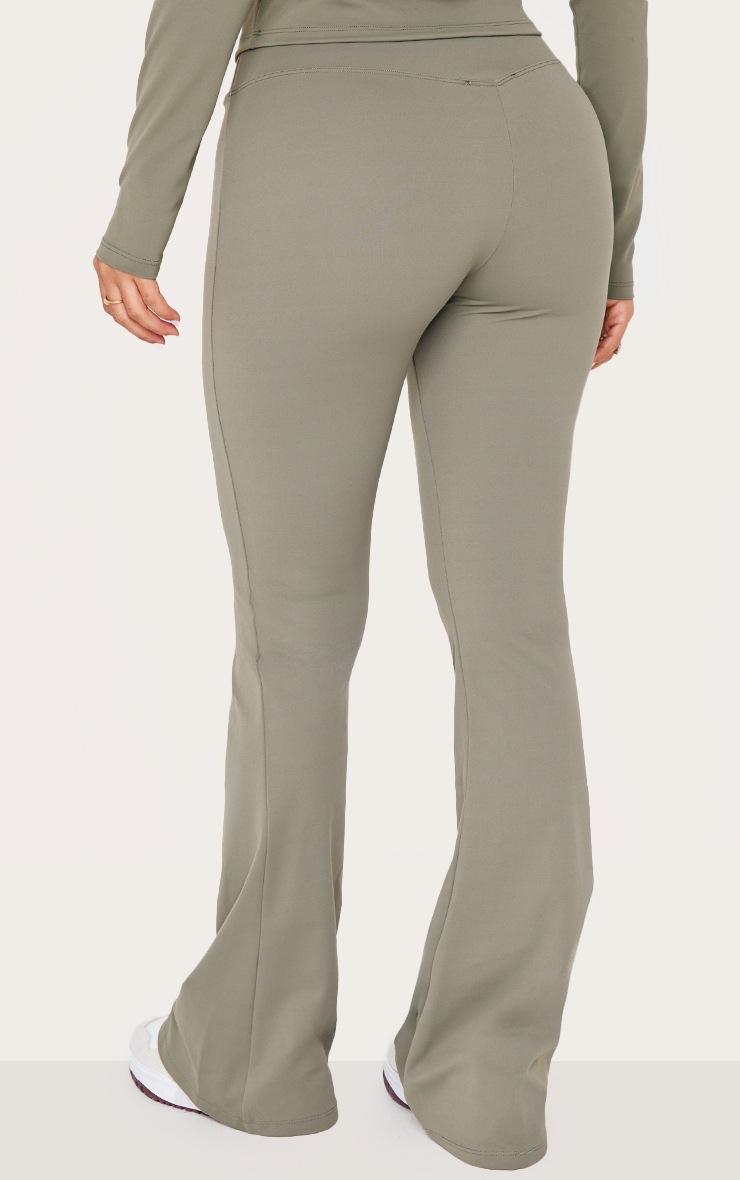 Pretty Little Thing Petite Olive Sculpt High Waist Flared Yoga Pants