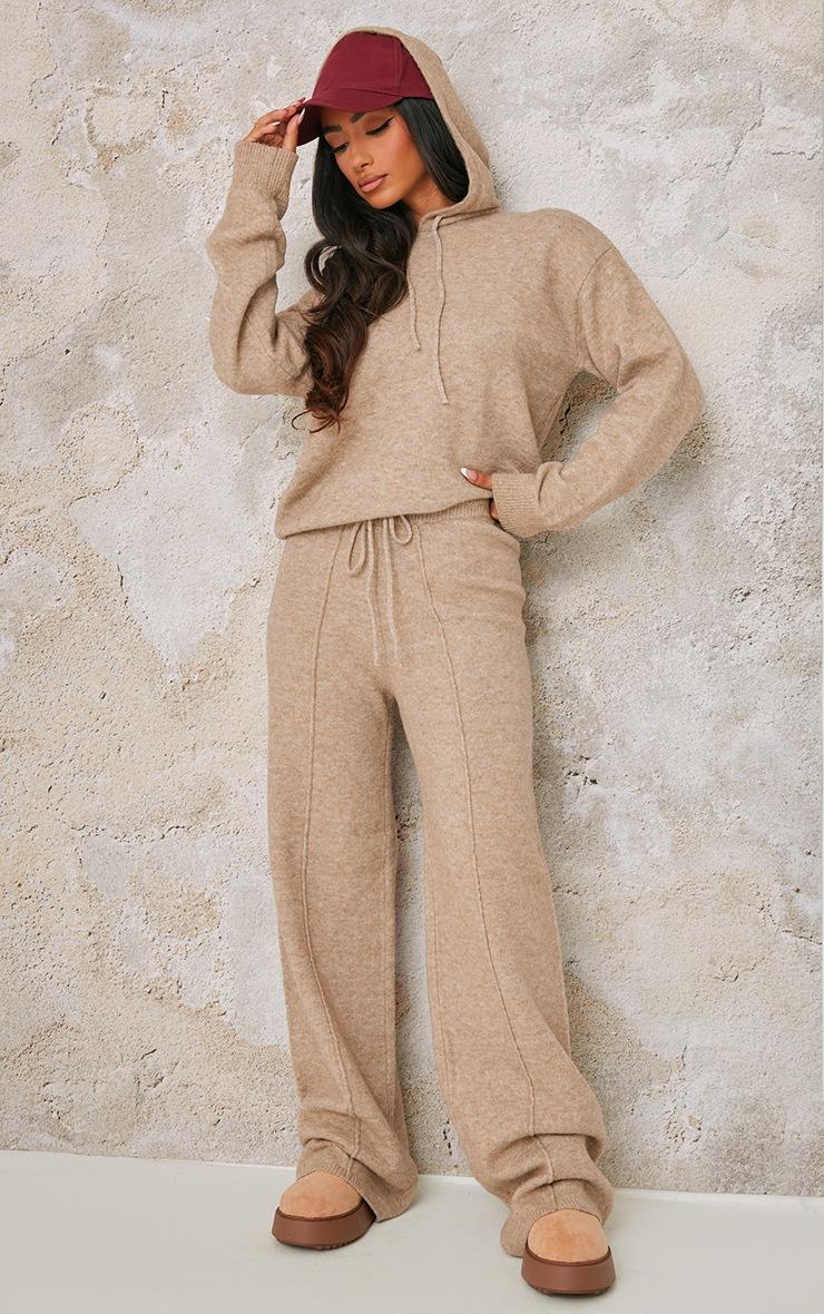 Pretty Little Thing Petite Pebble Knitted Seam Detail Wide Leg Pants