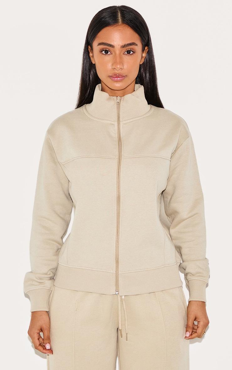 Pretty Little Thing Petite Pebble Seam Detail Zip Through Track Top
