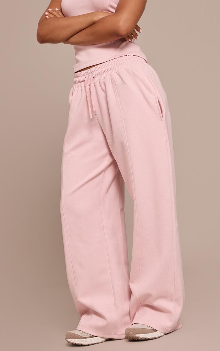 Pretty Little Thing Petite Pink Interlock Wide Leg Sweatpants