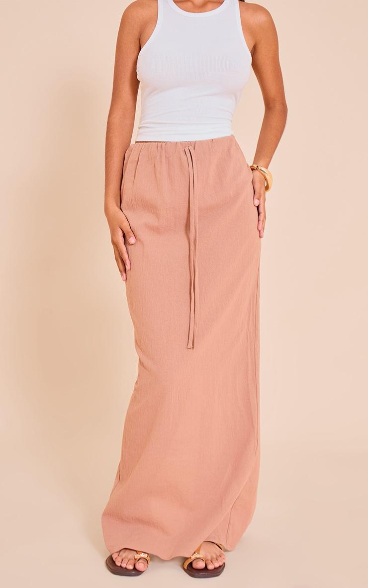 Pretty Little Thing Petite Rust Linen Look Maxi Skirt
