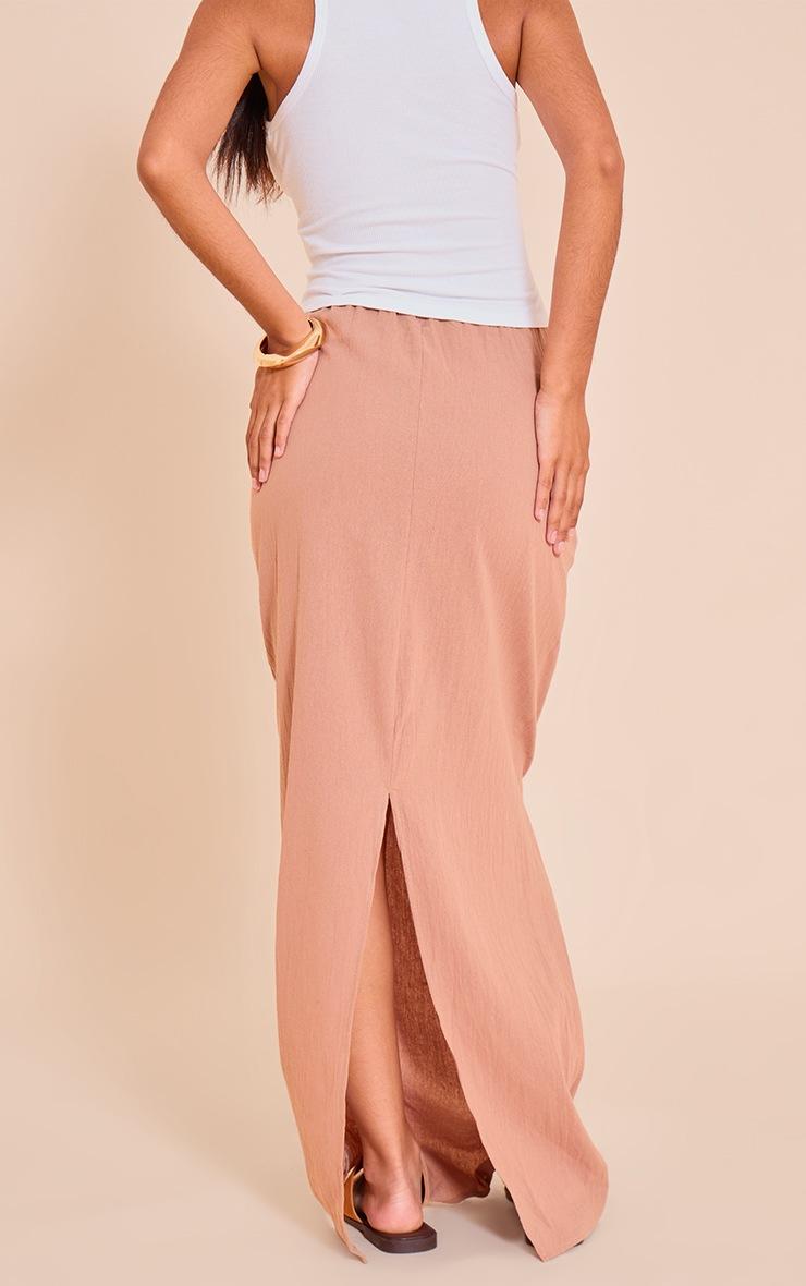 Pretty Little Thing Petite Rust Linen Look Maxi Skirt