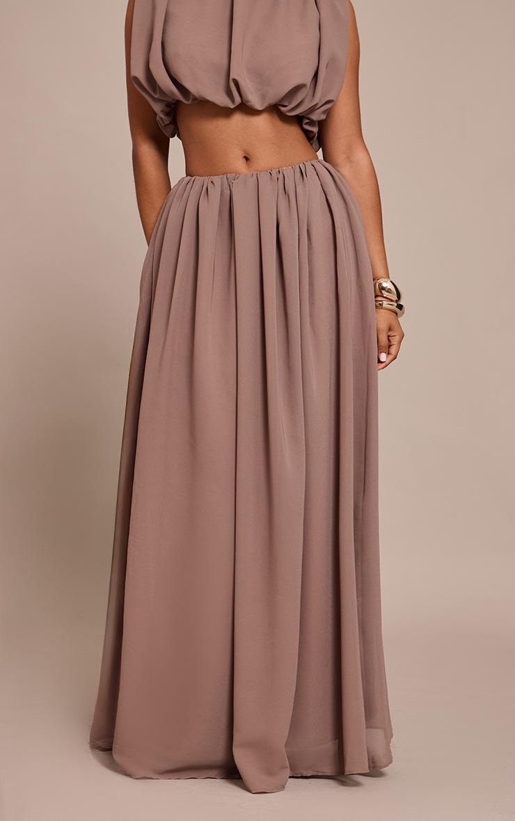 Pretty Little Thing Petite Taupe Chiffon Bubble Maxi Skirt
