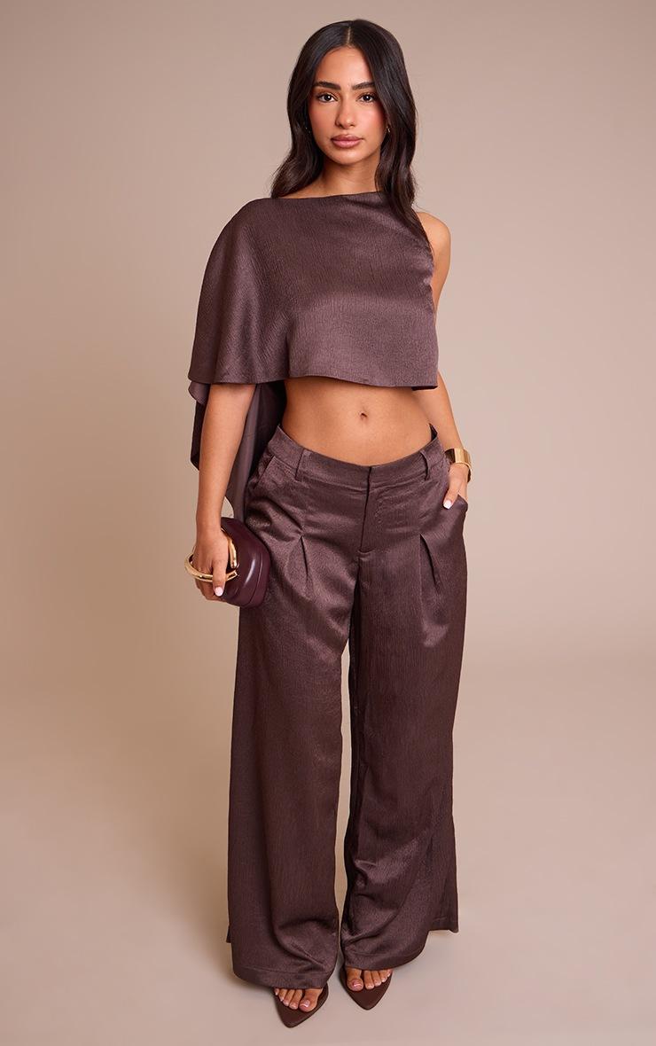 Pretty Little Thing Petite Taupe Textured Satin Cape Top