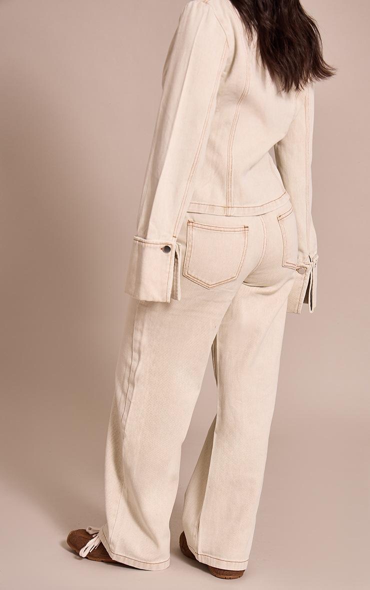 Pretty Little Thing Petite Washed Stone Straight Leg Jeans