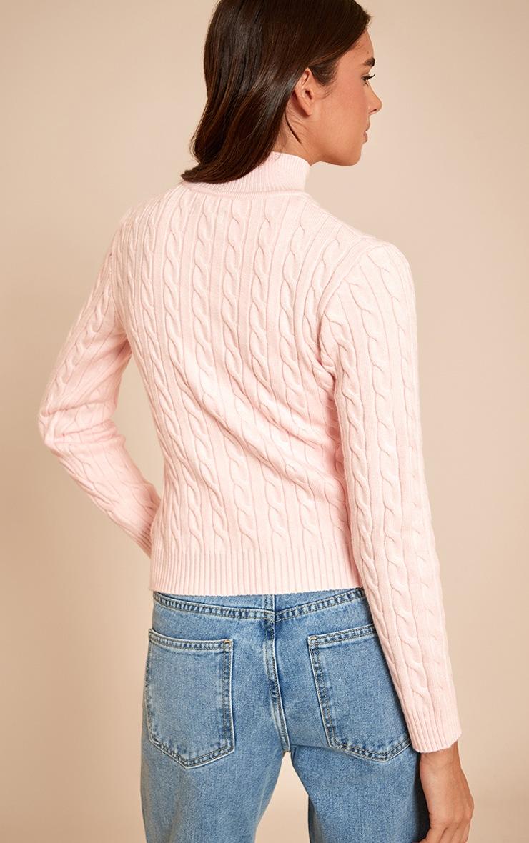 Pretty Little Thing Pink Cable Knit Long Sleeve Zip Up Sweater