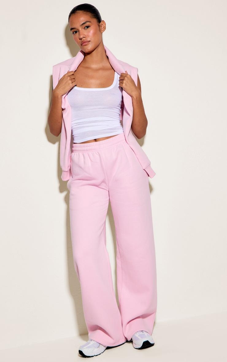Pretty Little Thing Pink Cotton Fleece Straight Leg Sweatpants