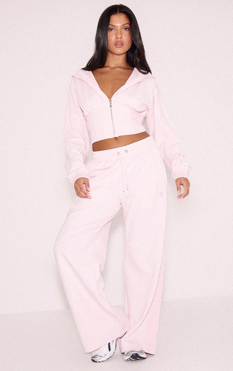 Pretty Little Thing Pink Embroidered Interlock Cinch Waist Zip Hoodie