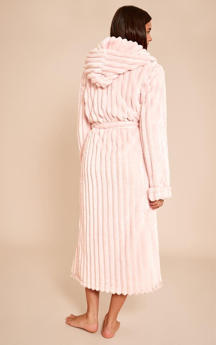 Pretty Little Thing Pink Fleece Piping Detail Hooded Bath Robe