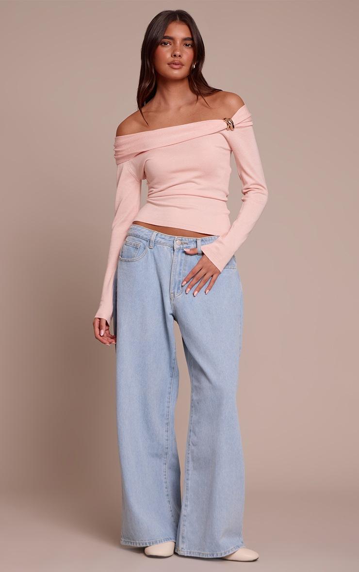 Pretty Little Thing Pink Long Sleeve Twist Shoulder Detail Knitted Top